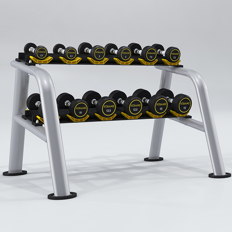 好博商用包胶哑铃男士健身器材健身房包胶固定式哑铃 双层6付哑铃组（含哑铃、哑铃架）