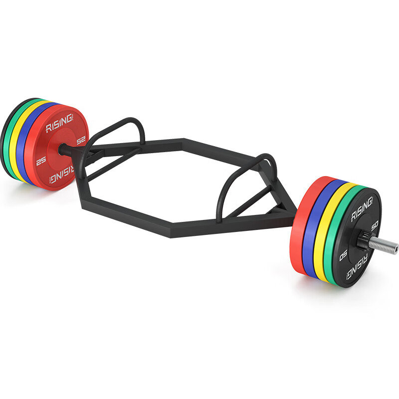 好博健身房商用CPU全胶杠铃片六边形框形杆200kg杠铃片+框形杆(套装)